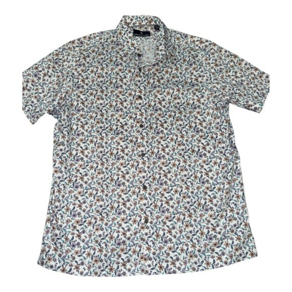 Hart Schaffner Marx Floral Short Sleeve Button Up Shirt Mens Size Large
